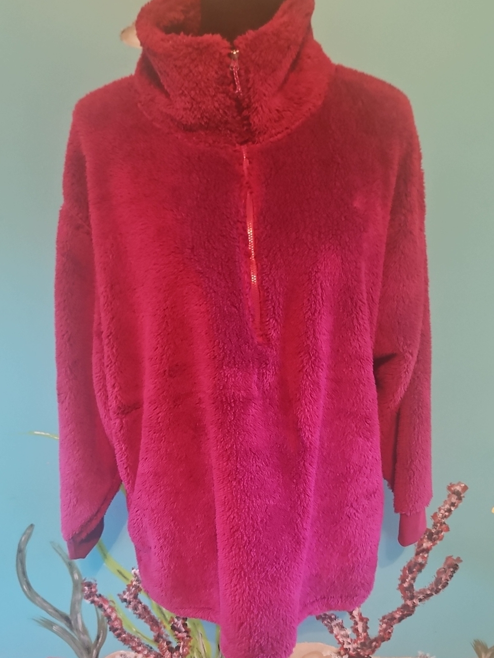 Eddie Bauer Plush Half-Zip Cozy Pullover Jacket - Fuchsia Pink